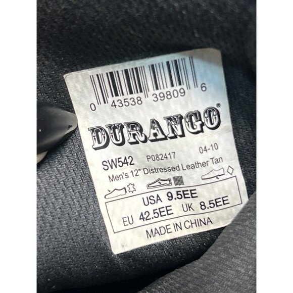 Durango Mens Tan Distressed Leather Western Cowboy Boots PullOn 9.5 EE SW542 - Picture 8 of 10